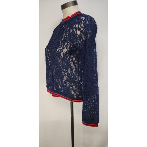 Slate & Willow Women's Blue Lace Sweater Size S - Picture 3 of 5